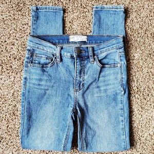 Free People High Rise Skinny Stretch Denim Jeans Med Wash Blue Womens Size 24